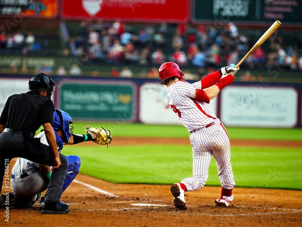 Obraz baseball batter catcher and umpire