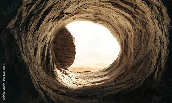 Fototapeta Empty cave tomb 3d  representing resurrection
