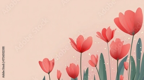 Fototapeta Elegant Pink Tulips on Soft Background for Spring Aesthetics