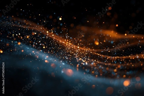 Fototapeta Vibrant Abstract Light Waves with Glittering Particles and Colors