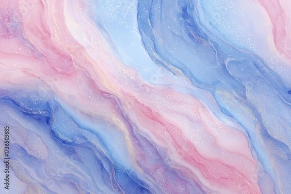 Fototapeta Soft Pastel Fluid Abstract Art in Pink and Blue Tones with Glitter