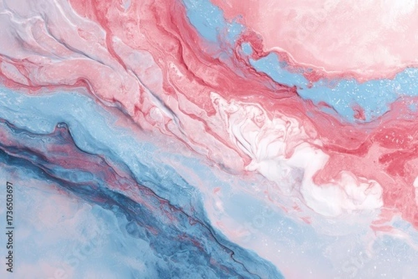 Fototapeta Abstract Pink and Blue Fluid Art with Swirls and Gentle Waves Effects