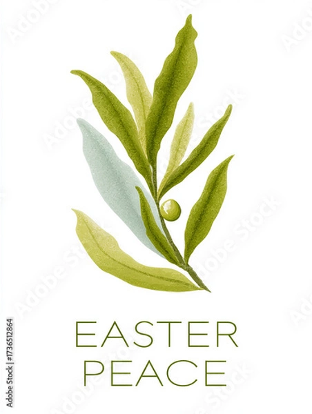 Fototapeta Elegant green leaf design conveying a message of Easter peace and tranquility in a modern style