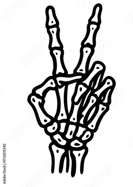 Obraz ilustracion de mano de esqueleto, lineal