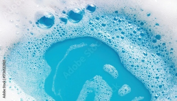 Obraz blue soap bubbles and frothy foam swirling in liquid surface with abstract circular patterns and glossy reflections creating a clean refreshing texture ideal for wallpaper banner or commercial 