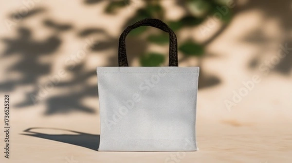 Fototapeta Blank light gray canvas tote bag