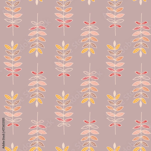 Fototapeta Repeating wheat pattern with pale pink gray background. 