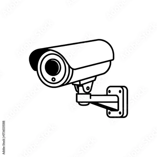 Fototapeta Vector art of security camera