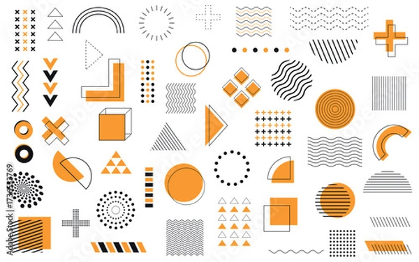 Obraz geometric shapes memphis element set illustration vector design isolated on white background