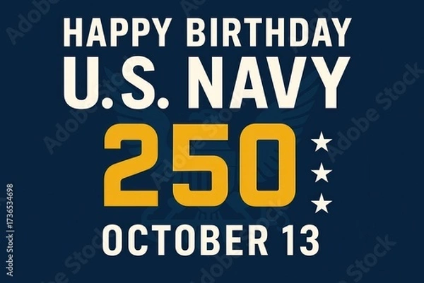 Fototapeta Patriotic U.S. Navy 250th Anniversary October 13 Greeting Card Banner with Anchor Symbol and Military Celebration Generative AI