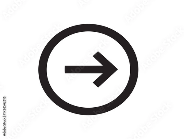 Obraz Minimal Arrow Circle Right Symbol in Stylish Vector Line Art