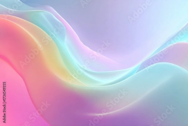 Obraz Abstract illustration featuring flowing waves of pastel colors, blending seamlessly to create a soft and dreamy atmosphere, ideal for backgrounds and design projects with copy space