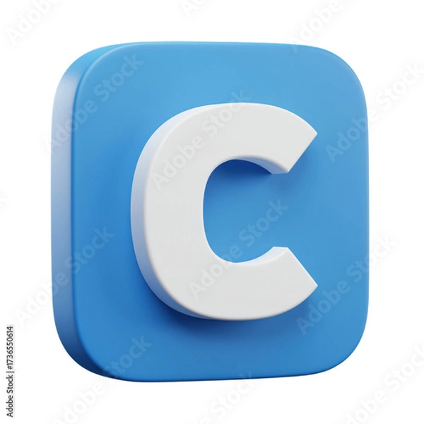 Fototapeta Elegant White Letter C on Blue Rounded Square An Illustrative Render