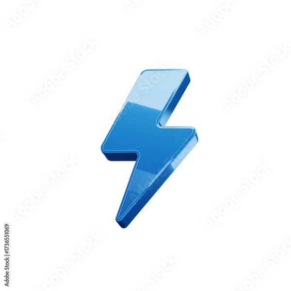 Fototapeta Isolated Shiny Blue Lightning Bolt on Black Background Symbolizing Power and Energy