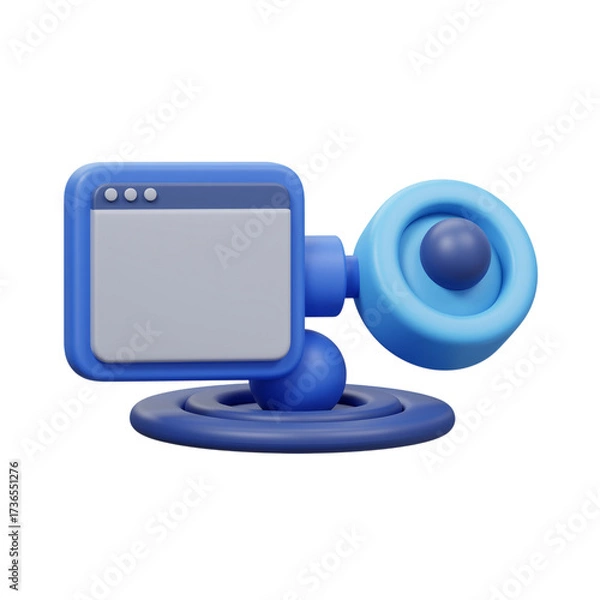 Fototapeta Modern Blue 3D Computer Icon for Website Development and Digital Marketing Services