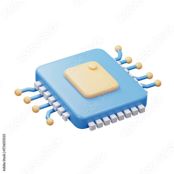 Obraz Modern CPU Processor Chip Illustration for Computer Technology Advancement and High Performance Computing
