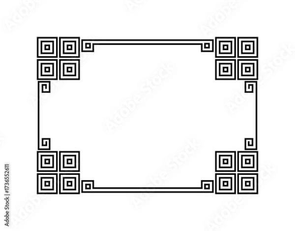 Fototapeta Vector art of decorative frame with geometric ornament