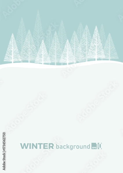 Fototapeta Winter landscape background with fir tree and snow in mountain. Christmas. Vertical abstract vector illustration.