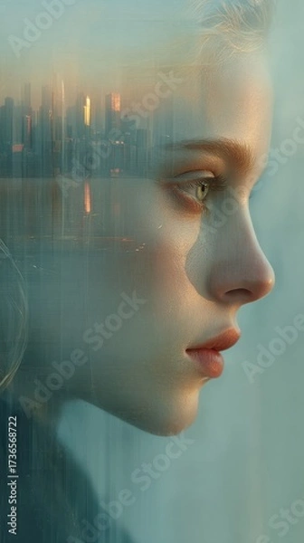 Fototapeta Employee Motivation and Engagement Reflected Through a Hyper-Realistic Portrait Expressing Satisfaction and Retention