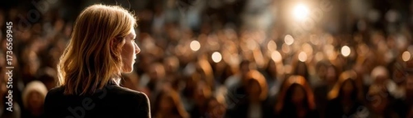 Fototapeta HR Professional Engaging Audience on Relations, Retention, Satisfaction, and Motivation at a Conference Event
