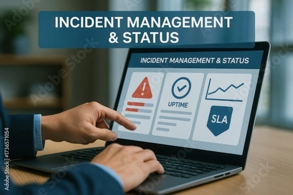 Fototapeta Incident management overview remote work environment digital dashboard business analysis corporate strategy