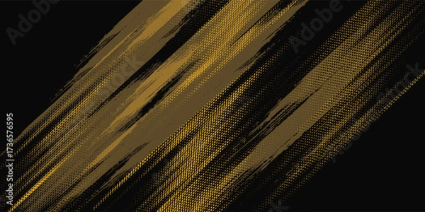 Fototapeta Halftone yellow dots pattern and black gradient grunge texture background. Dotted line comic sport style vector illustration.