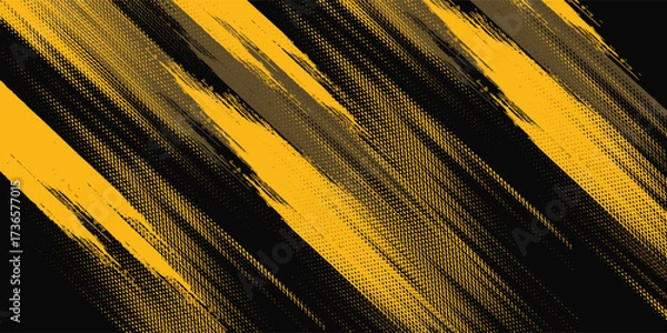 Fototapeta Halftone yellow dots pattern and black gradient grunge texture background. abstract eps 10