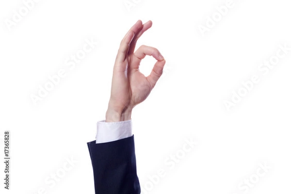 Fototapeta hand of a businessman showing the ok sign