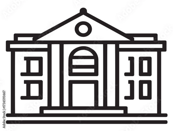 Obraz Classic School Building Icon Design for Education and Learning Apps