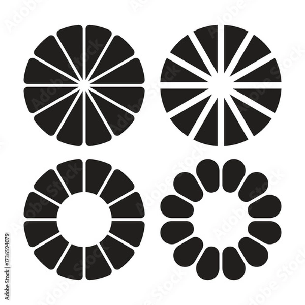 Fototapeta Four circular fruit slice graphic elements representing freshness and health vector