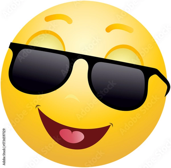 Fototapeta 3d Smiling Handsome Emoticon with Sunglasses