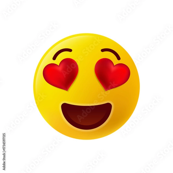 Fototapeta 3d Happy smiley face with heart Love Emoji