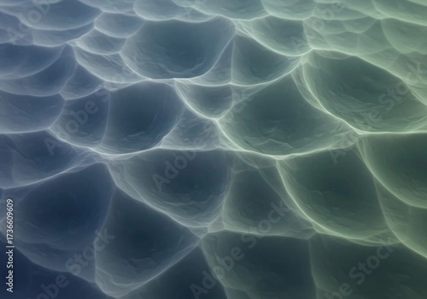 Fototapeta Abstract organic cellular texture with soft blue and green light creating a calming, scientific, and modern aesthetic for digital backgrounds or medical concepts.