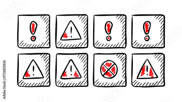 Fototapeta Warning attention danger caution sign safety hazard alert exclamation mark icon symbol notice risk problem 100