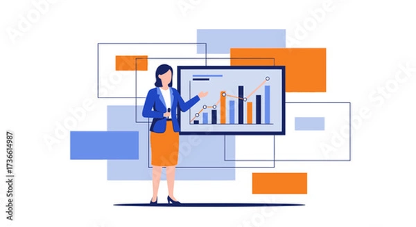 Fototapeta Businesswoman Presenting a Data Analysis Chart to Demonstrate Business Performance