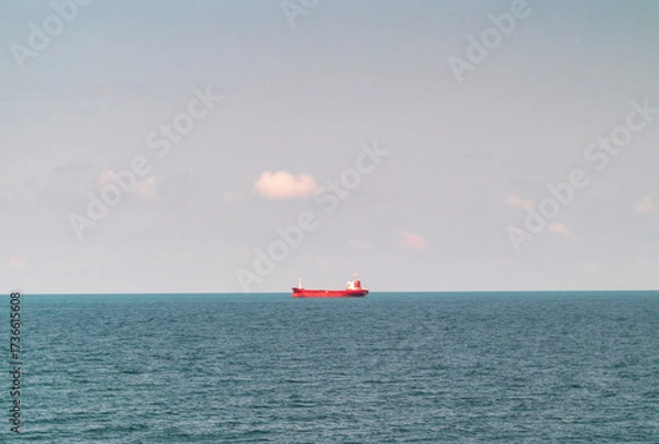 Fototapeta Large cargo ship, container carrier in the open sea. Industrial
