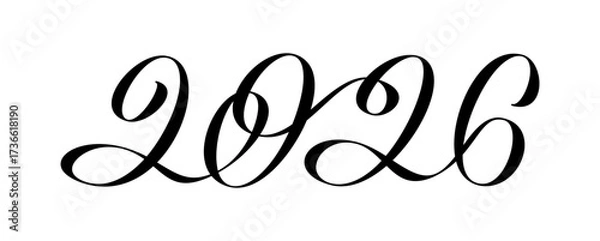 Obraz 2026 lettering calligraphy in monoline style.