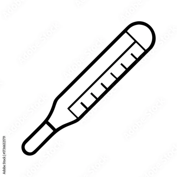 Fototapeta Thermometer medical device for measuring fever and body temperature outline vector illustration icon design