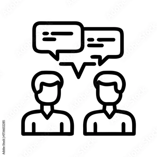 Fototapeta Communication conversation dialogue discussion group icon people talking speech bubble vector illustration