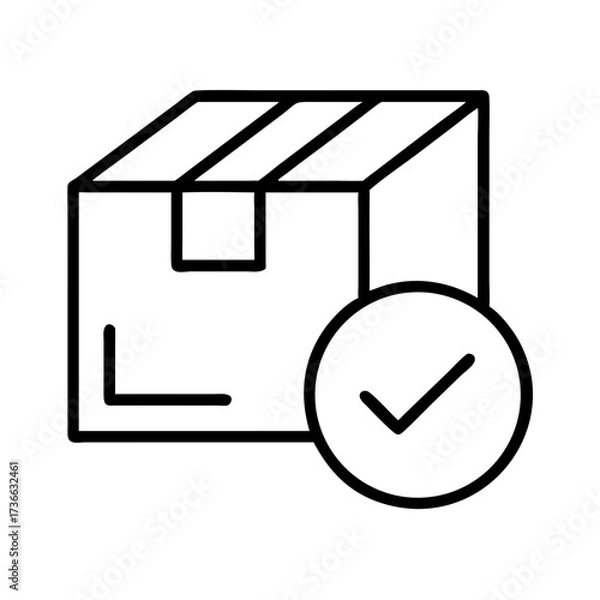 Fototapeta Delivered package icon vector illustration for shipping confirmation and order tracking services and delivery status