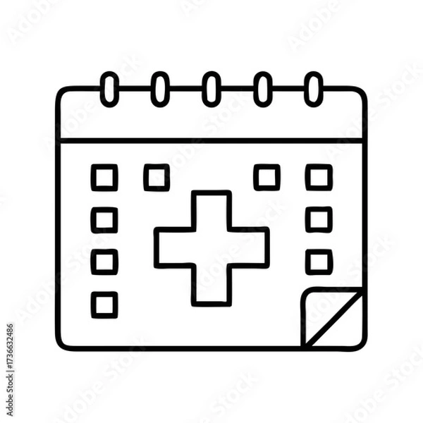 Fototapeta Medical appointment calendar icon for healthcare scheduling and doctor visit reminder and planning tool