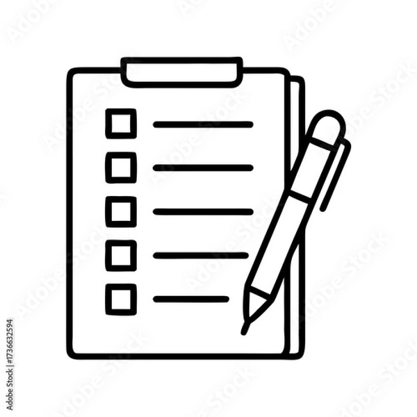 Fototapeta Checklist template task list with pen vector icon for project management and to do list planning design