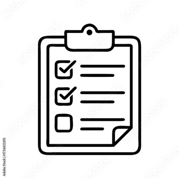 Fototapeta Checklist clipboard vector icon for task management and project planning organization and productivity tool