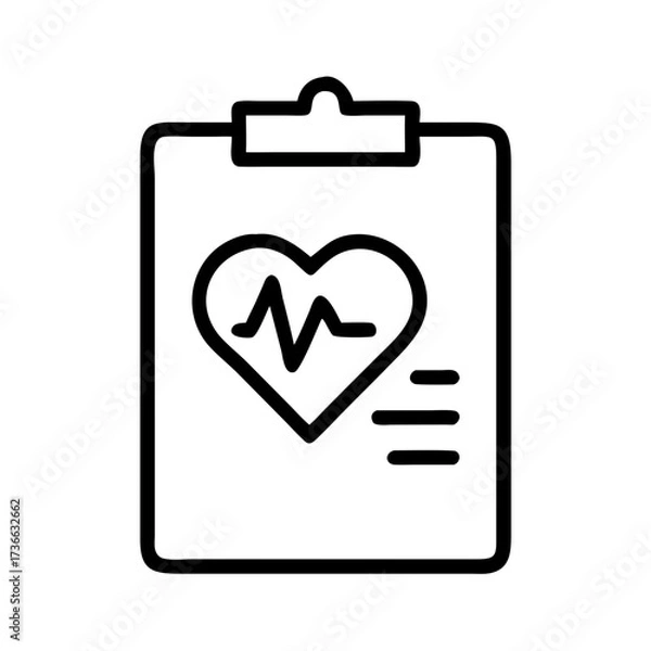 Fototapeta Medical health record on clipboard with heart and ekg line icon for healthcare and wellness check up report