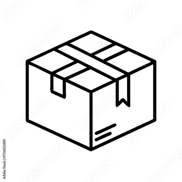 Fototapeta Cardboard box outline vector icon for delivery packaging and storage solution for shipping and moving needs