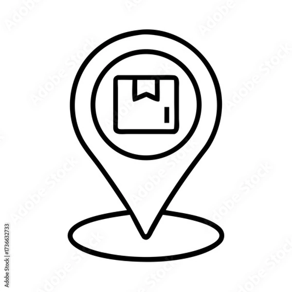 Fototapeta Package delivery location pin icon for shipping tracking and logistics services concept vector illustration