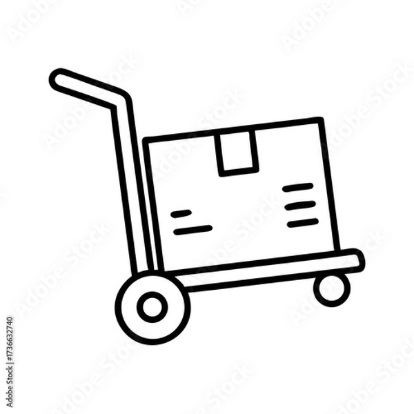 Fototapeta Hand truck with box vector icon delivery service moving equipment logistics cart package trolley shipping tool 