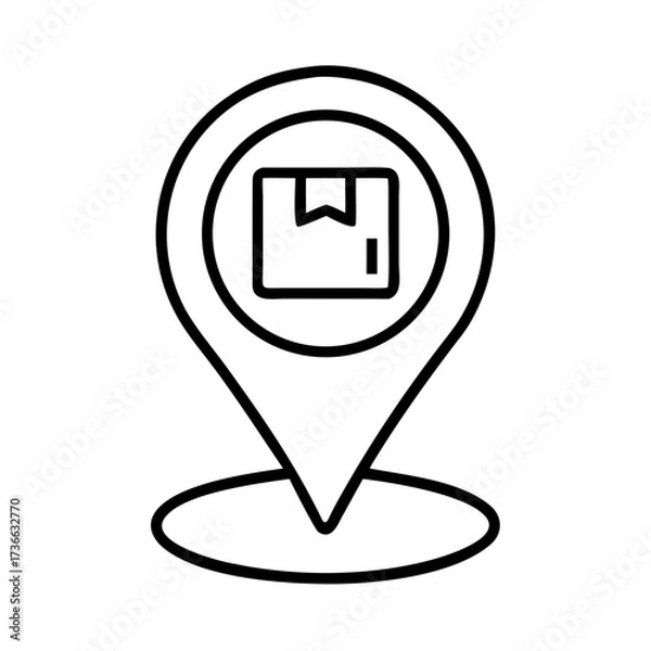 Fototapeta Package delivery location pin icon for shipping tracking and logistics services concept vector illustration