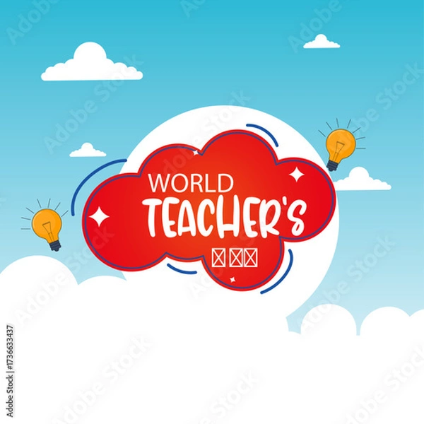 Obraz happy Teacher day with Cloud background