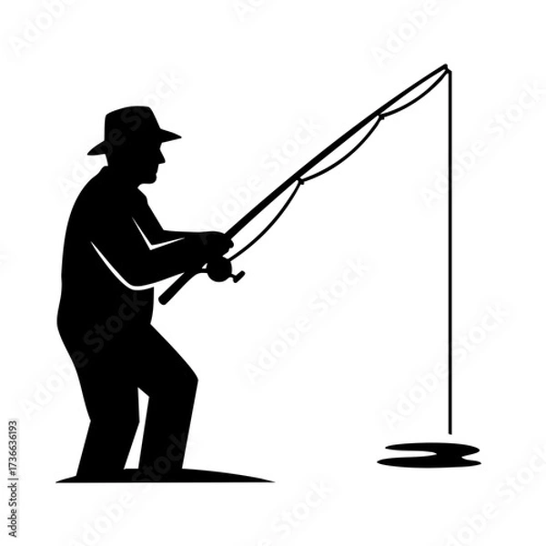 Obraz fisherman silhouette in transparent background 